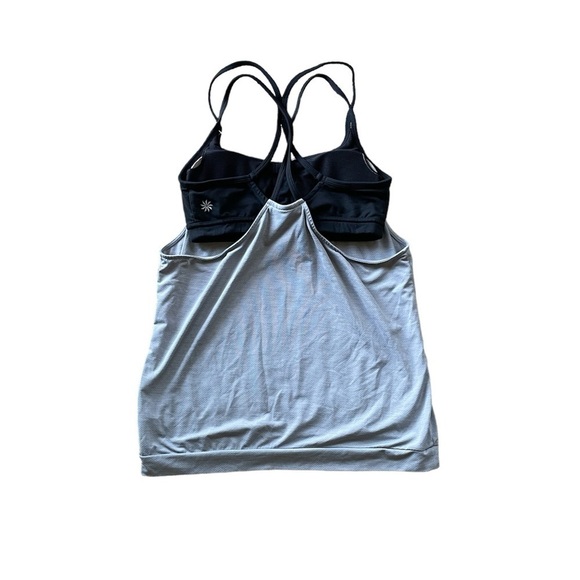 Athleta Mesh Energize Gray Tank Strappy with Black Sports Bra size XS - Picture 7 of 8